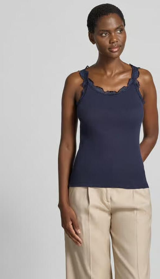 Rich & Royal Slim fit top met kant van pure katoen - Foto 3