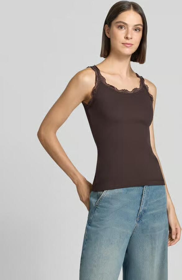 Rich & Royal Slim fit top van puur katoen met kant - Foto 2