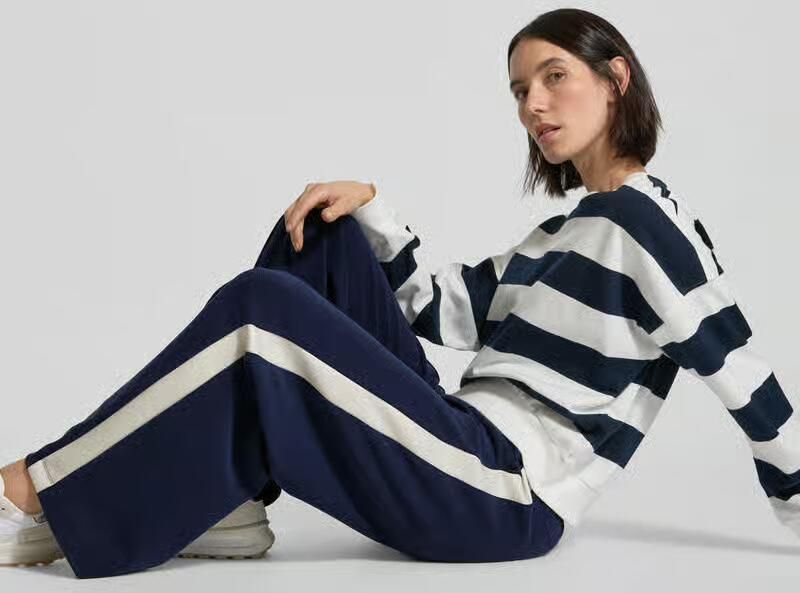 Rich & Royal Straight leg stoffen broek met galonstrepen - Foto 5