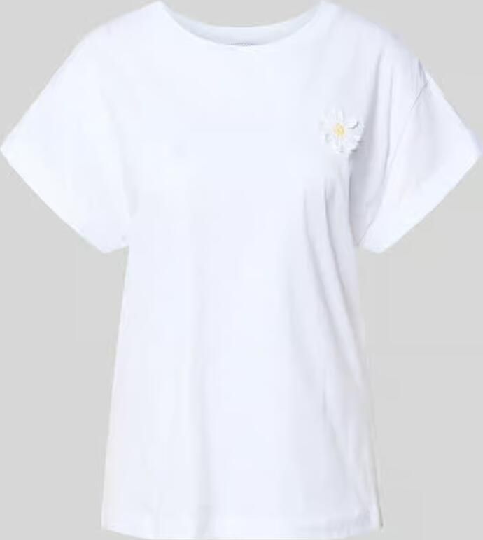 Rich & Royal T-shirt met bloemapplicatie en gefixeerde mouwomslag - Foto 2