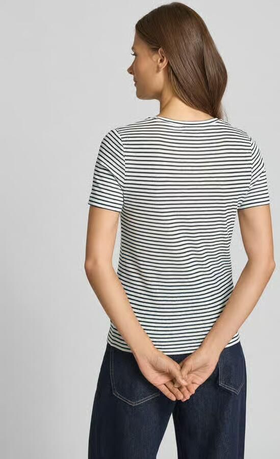Rich & Royal T-shirt met geribde ronde hals
