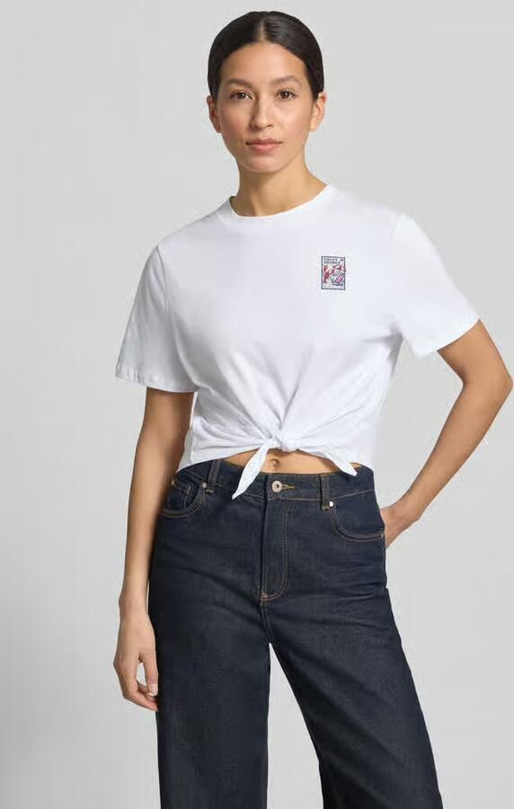 Rich & Royal T-shirt met knoopdetail en ronde hals - Foto 2