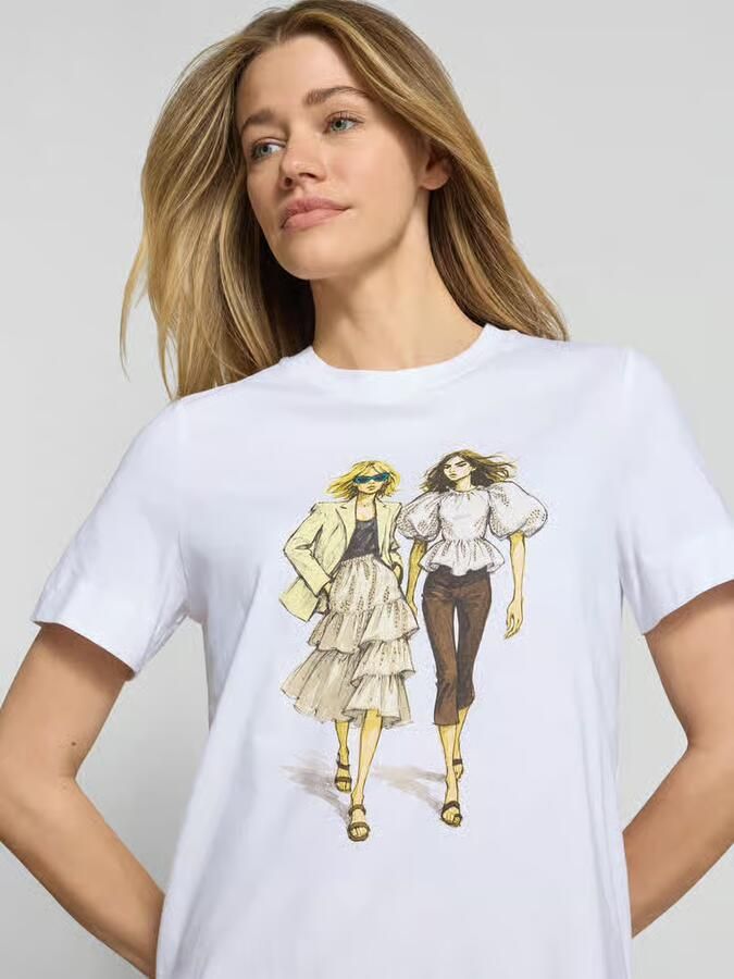 Rich & Royal T-shirt met motiefprint en met strass-steentjes