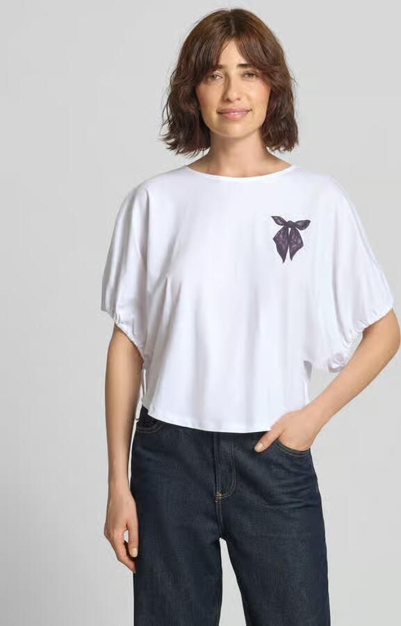 Rich & Royal T-shirt met motiefprint en tunnelkoord aan de mouwen - Foto 3