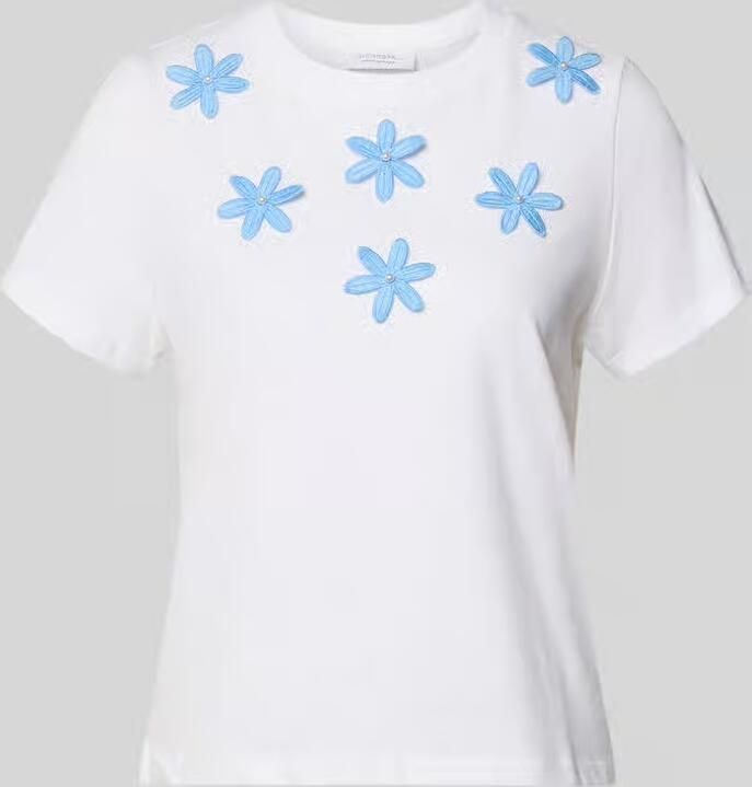 Rich & Royal T-shirt met stitchings en parels