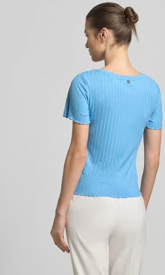 Rich & Royal T-shirt van viscosemix met riblook - Foto 3