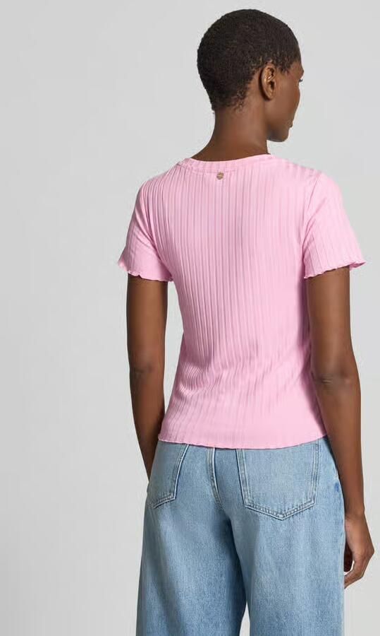Rich & Royal T-shirt van viscosemix met riblook