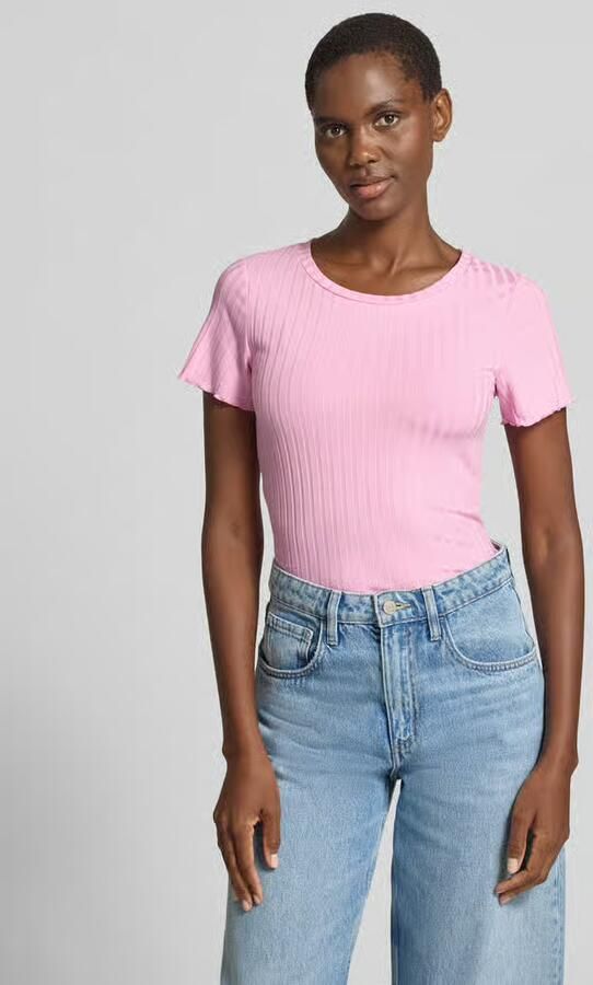 Rich & Royal T-shirt van viscosemix met riblook - Foto 3