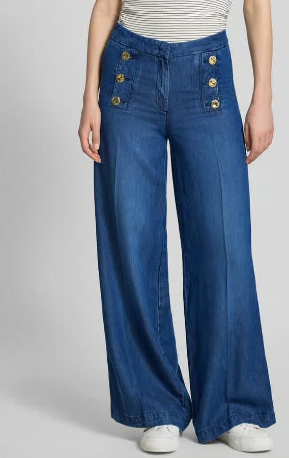 Rich & Royal Wide leg jeans met sierrijknopen en Franse steekzakken - Foto 3