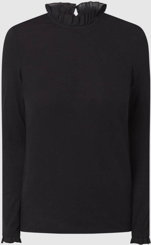 Rich & Royal Shirt met lange mouwen 2409 O Slub F LS met ruches aan de halslijn en manchetten