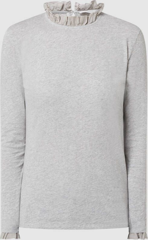 Rich & Royal Shirt met lange mouwen 2409 O Slub F LS met ruches aan de halslijn en manchetten