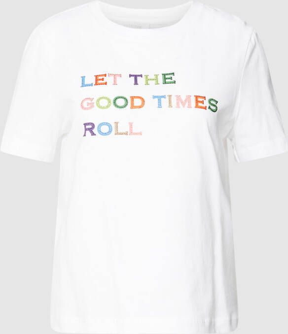 Rich & Royal T-shirt met statementprint en siergarnering