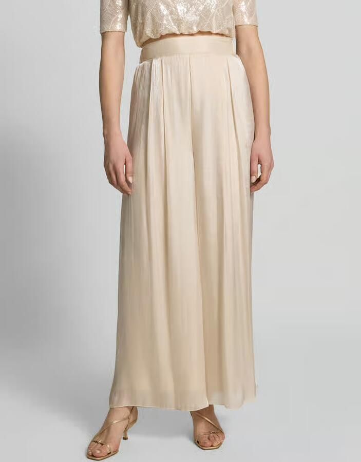RINASCIMENTO Wide leg broek van vloeiende stof met elastische band - Foto 2
