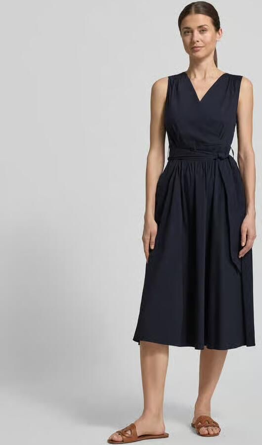 ROBE LÉGÈRE Midi-jurk met V-hals en bindceintuur - Foto 3