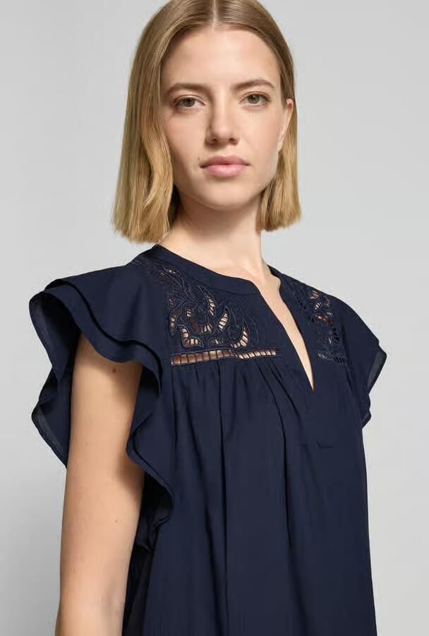ROBE LÉGÈRE relaxed fit mini-jurk met opengewerkte borduursels
