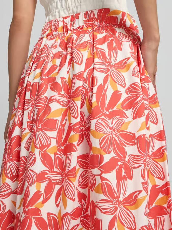 ROBE LÉGÈRE Uitlopende midi-rok van katoenmix - Foto 2