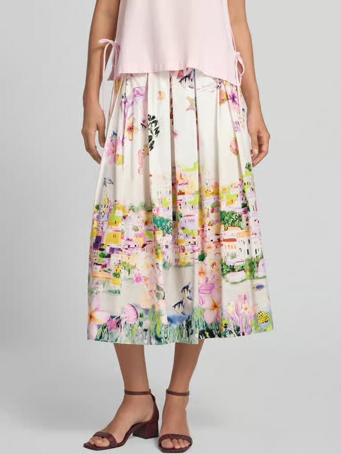 ROBE LÉGÈRE Uitlopende midi-rok van katoenmix - Foto 2