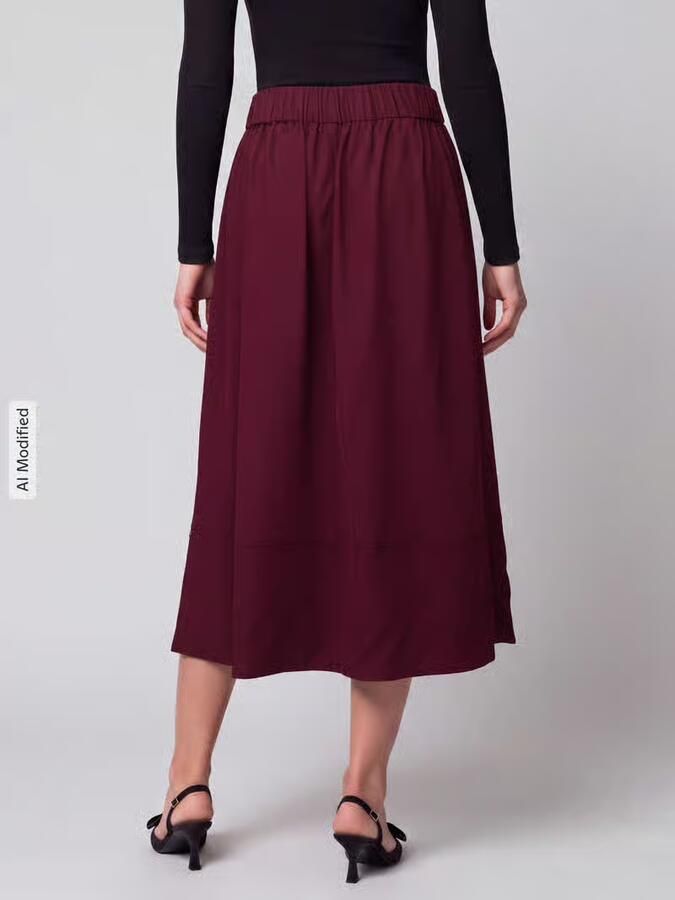 ROBE LÉGÈRE Uitlopende midi-rok van viscosemix - Foto 2