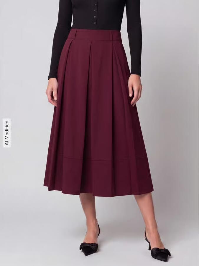 ROBE LÉGÈRE Uitlopende midi-rok van viscosemix - Foto 3