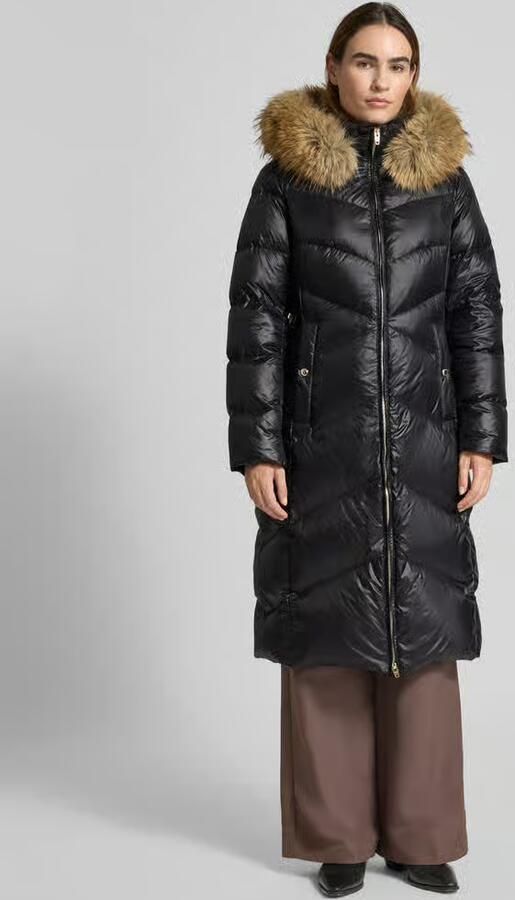ROCKANDBLUE Gewatteerde lange jas met imitatiebont model 'Adele'