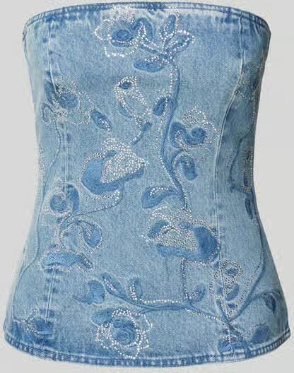 Rotate Birger Christensen Indigo Blue Denim Jurk met Bloemenborduursel Blue Dames - Foto 8
