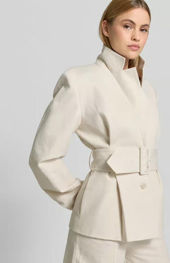 ROTATE Blazer van linnenmix met tailleriem