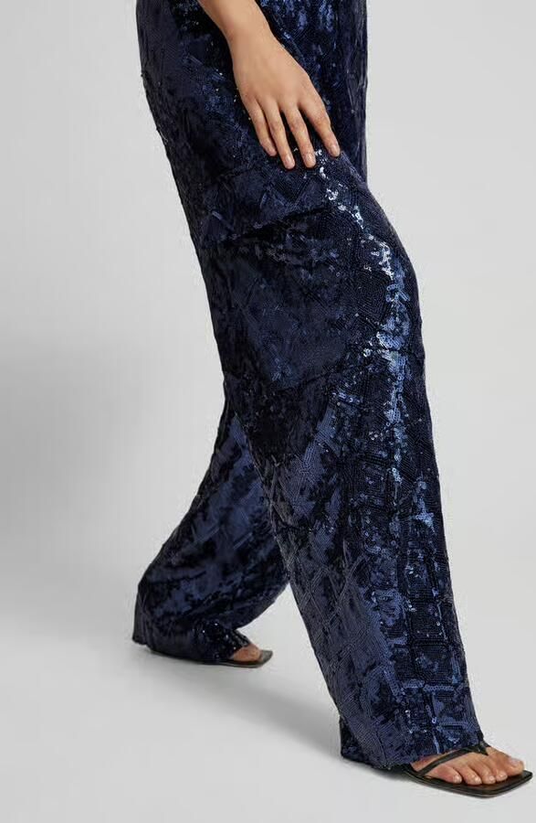 Rotate Birger Christensen Soft Fit Taps Toelopende Broek Blue Dames