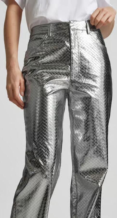 Rotate Birger Christensen Gevlochten Straight Broek Gray Dames - Foto 2