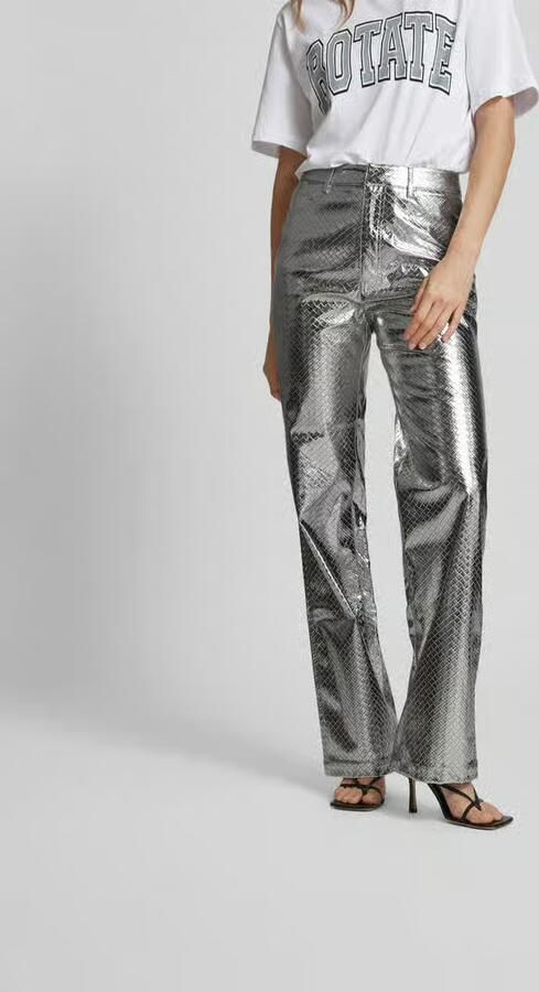 Rotate Birger Christensen Gevlochten Straight Broek Gray Dames - Foto 3