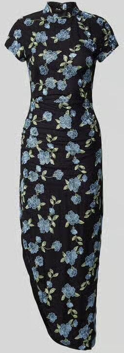 Rotate Birger Christensen Zwarte Mesh Asymmetrische Maxi Jurk Black Dames - Foto 6