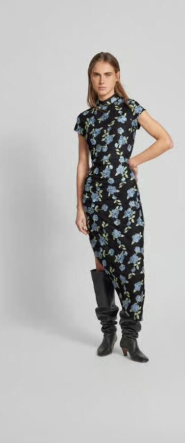 Rotate Birger Christensen Zwarte Mesh Asymmetrische Maxi Jurk Black Dames - Foto 6