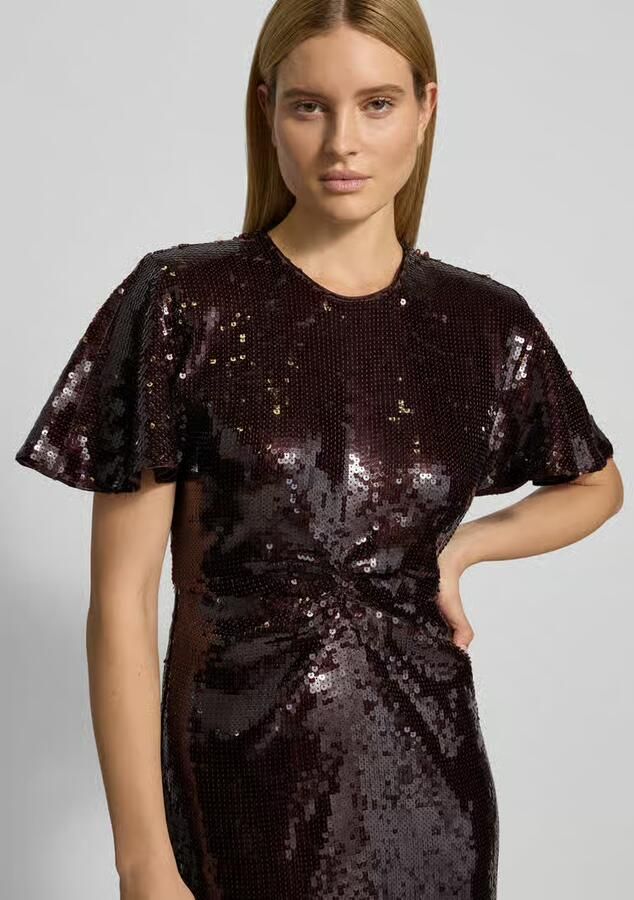 ROTATE Midi-jurk met All-over pailletten