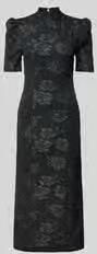 Rotate Birger Christensen Bloemen Jacquard Midi Jurk Zwart Black Dames - Foto 2