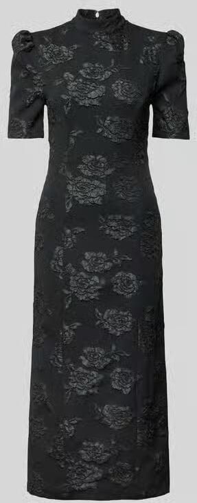 Rotate Birger Christensen Bloemen Jacquard Midi Jurk Zwart Black Dames - Foto 3