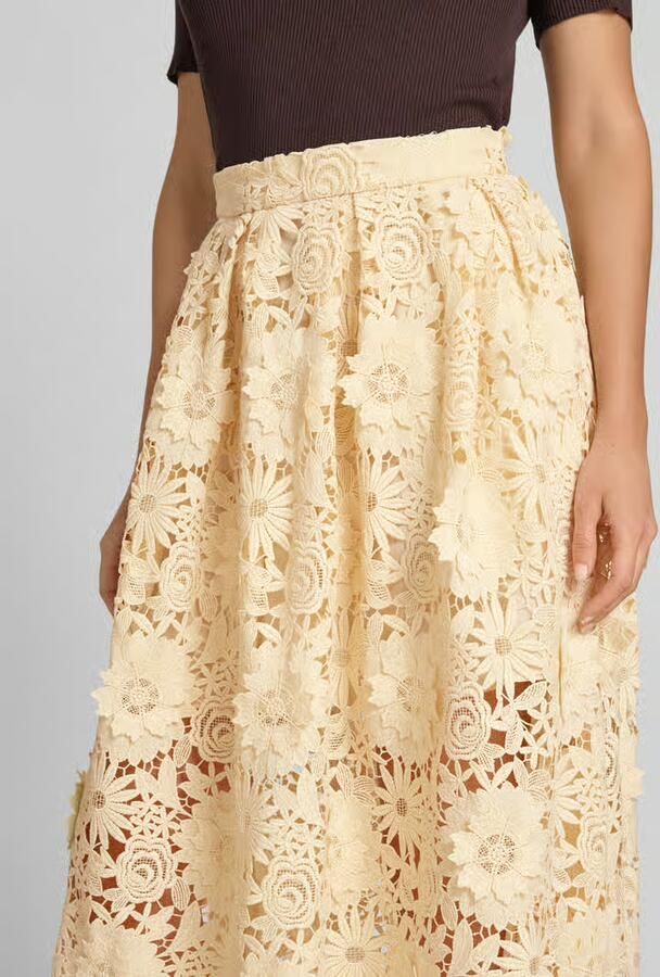 ROTATE Midirok met all-over kant met bloemen