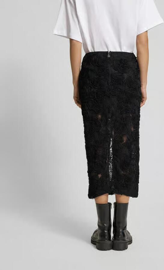 Rotate Birger Christensen Bloemen Mesh Pencil Rok Black Dames - Foto 4
