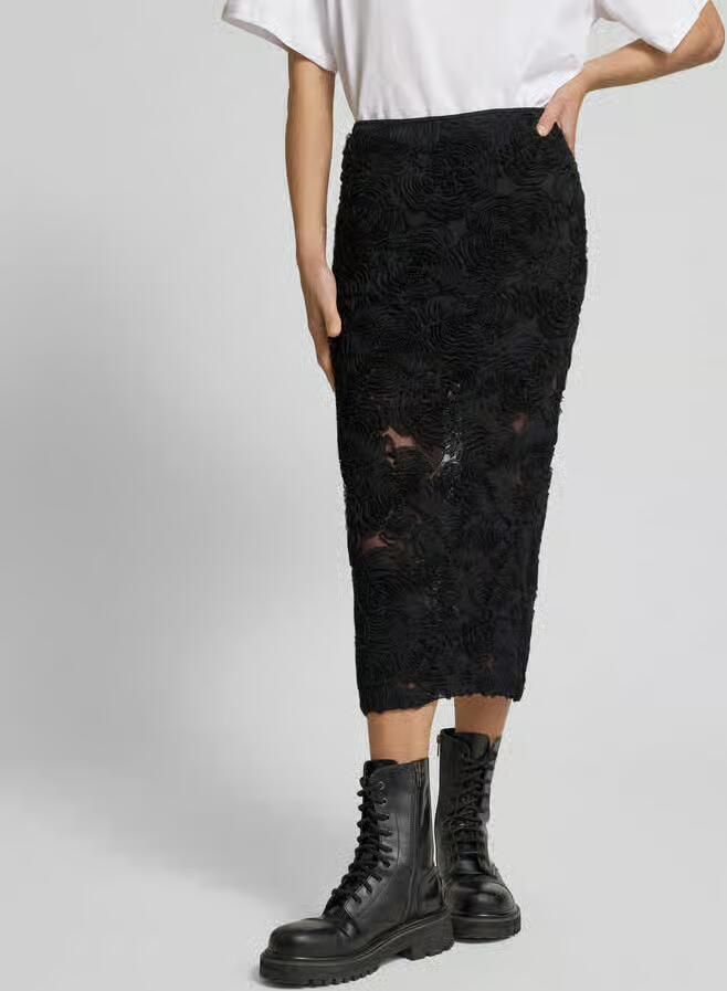 Rotate Birger Christensen Bloemen Mesh Pencil Rok Black Dames - Foto 2