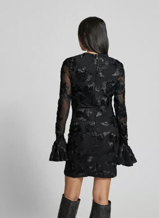 Rotate Birger Christensen Jurk met Bloemendecoratie in Effen Kleur Black Dames - Foto 4