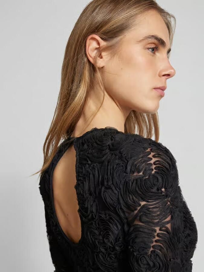 Rotate Birger Christensen Gebloemde Mesh Mini Jurk met Borduursel Black Dames - Foto 2