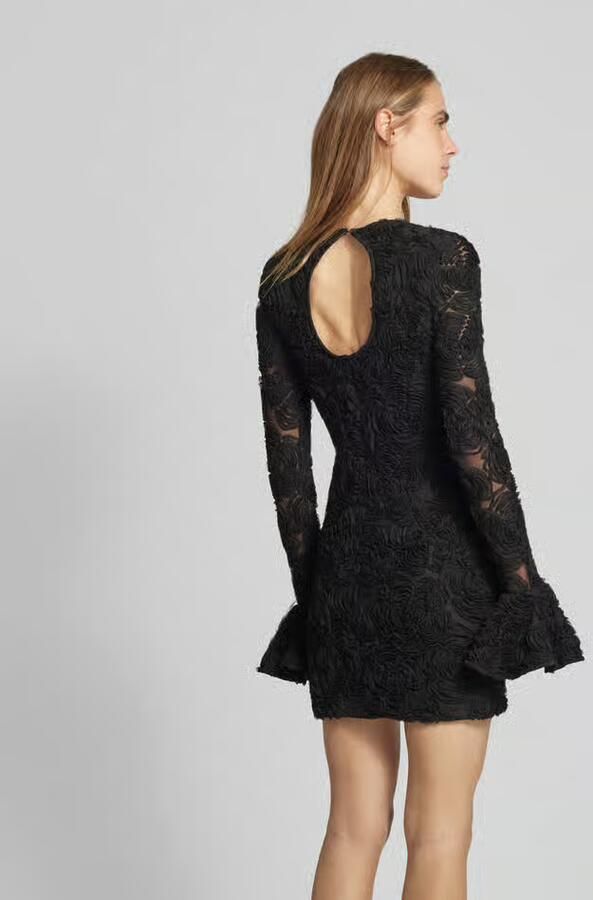 Rotate Birger Christensen Gebloemde Mesh Mini Jurk met Borduursel Black Dames - Foto 5