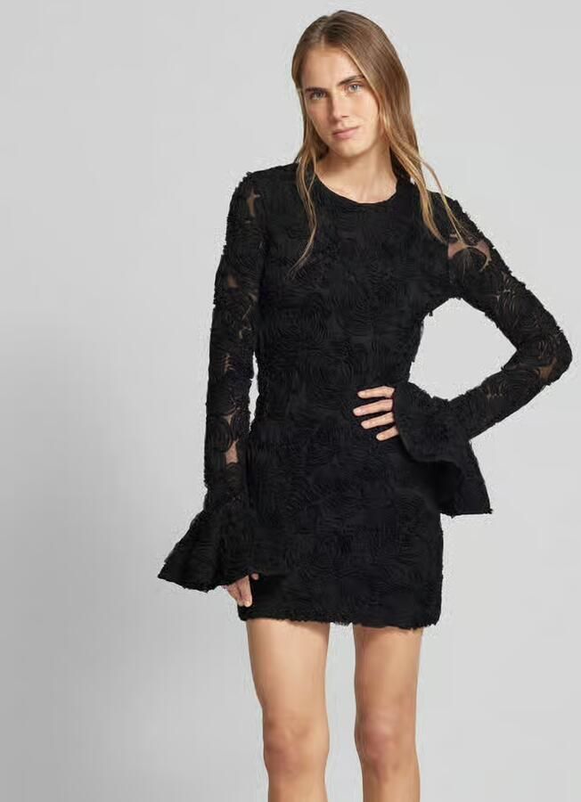 Rotate Birger Christensen Gebloemde Mesh Mini Jurk met Borduursel Black Dames - Foto 6
