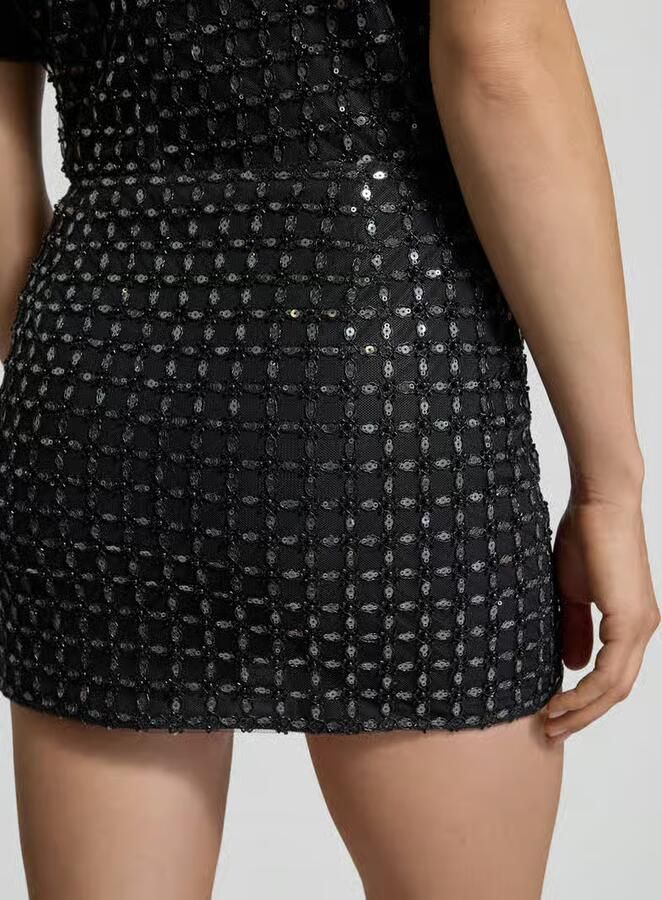 ROTATE Minirok met All-over pailletten