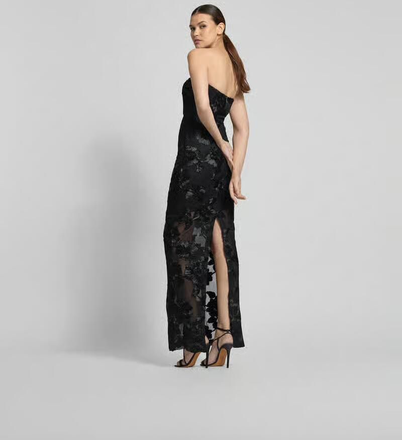 Rotate Birger Christensen Zwarte Bloemen Mesh Tube Jurk Black Dames - Foto 2