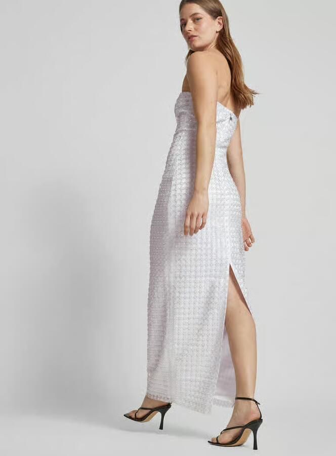 ROTATE Off shoulder-jurk met siersteentjes - Foto 2