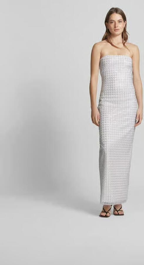ROTATE Off shoulder-jurk met siersteentjes - Foto 3