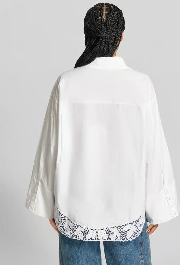 ROTATE oversized overhemdblouse met kant - Foto 3