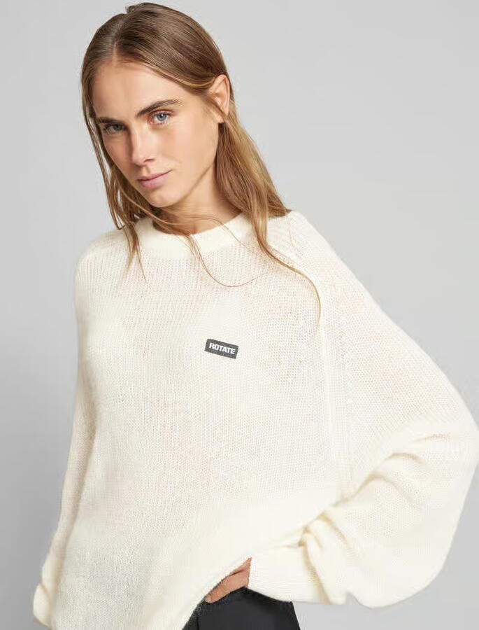 Rotate Birger Christensen Trui met logo patch Beige Dames