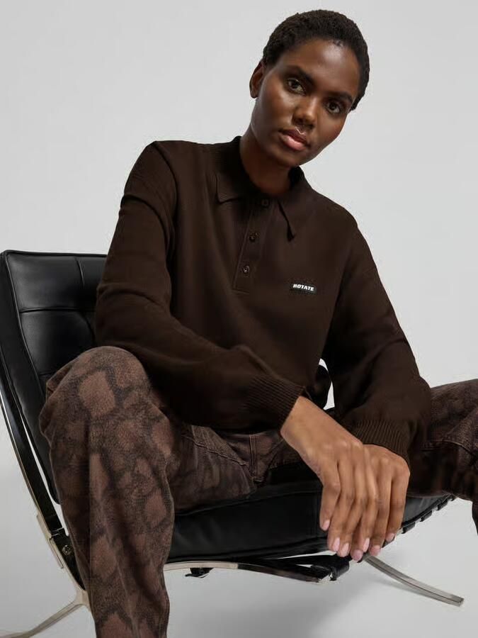 ROTATE Oversized sweatshirt met polokraag