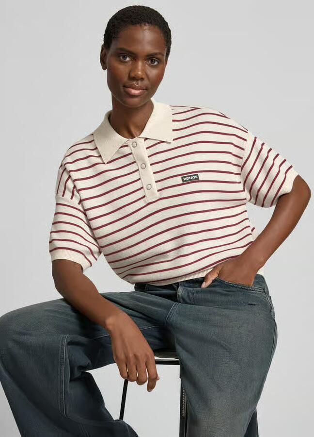 ROTATE relaxed poloshirt met wol
