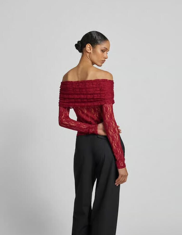 ROTATE Shirt met lange mouwen in semi-transparant design